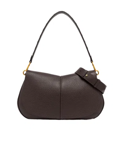 Gianni Chiarini Large Helena Round Grained-leather Shoulder Bag In Brown