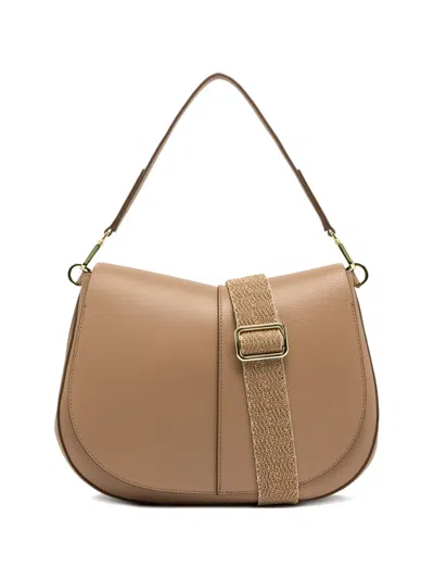 Gianni Chiarini Helena Round Flap Shoulder Bag In Brown