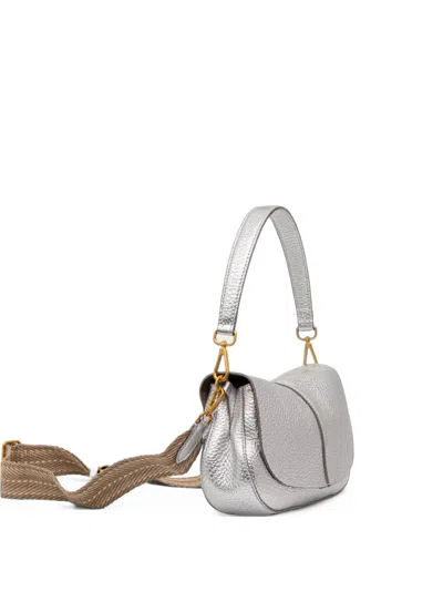 Gianni Chiarini Helena Round Grainy-leather Shoulder Bag In Silver