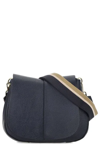 Gianni Chiarini Helena Round Logo Printed Shoulder Bag In Blue