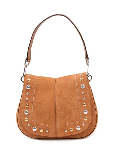 Gianni Chiarini Helena Round Mini Shoulder Bag In Caramel