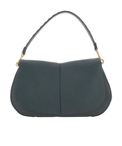Gianni Chiarini Helena Round Grained Leather Shoulder Bag In Green