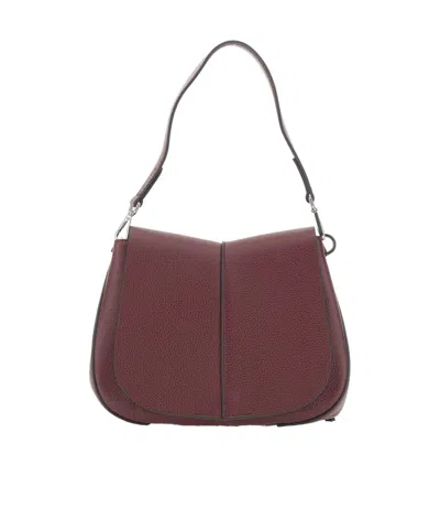 Gianni Chiarini Helena Round Leather Shoulder Bag In Burgundy