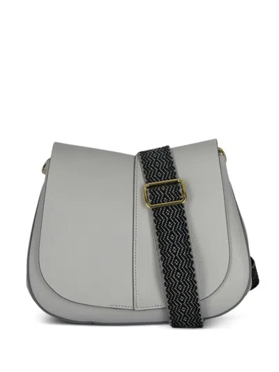 Gianni Chiarini Helena Round Textured-leather Shoulder Bag In Gray