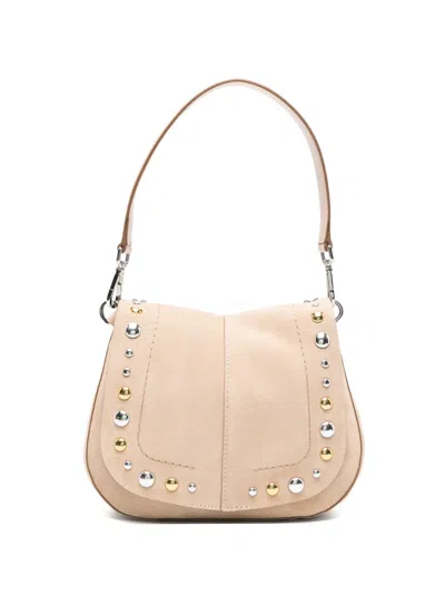 Gianni Chiarini Helena Suede Shoulder Bag In Neutral