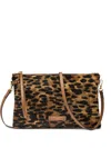 Gianni Chiarini Leopard Print Clutch Bag With Adjustable Strap In Brown