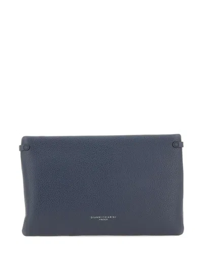 Gianni Chiarini Hermy Hammered Leather Clutch Bag In Blue