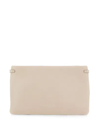 Gianni Chiarini Hermy Hammered-texture Clutch Bag In Neutral