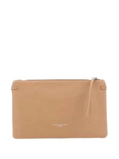 Gianni Chiarini Hermy Leather Clutch Bag In Neutral