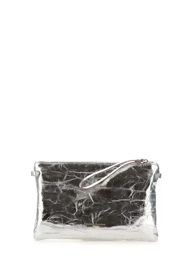 Gianni Chiarini Hermy Leather Clutch Bag In Silver