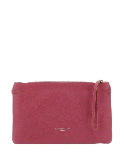 Gianni Chiarini Hermy Zip Leather Clutch Bag In Pink