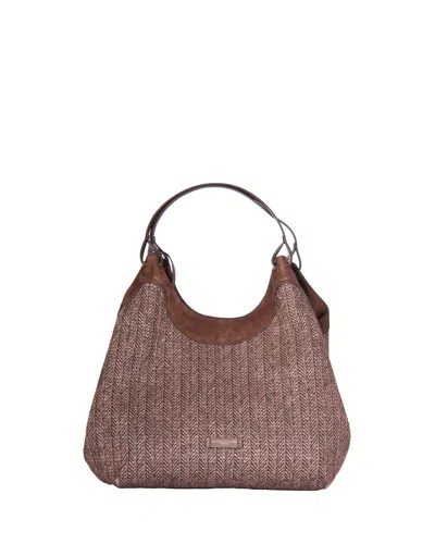 Gianni Chiarini Herringbone Pattern Shoulder Bag With Suede In Pink