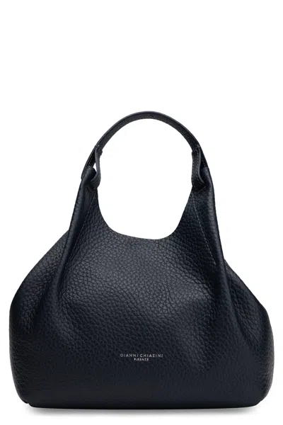 Gianni Chiarini Hobo Handbag Shoulder Bag In 23 X 19 X 11 Cm Calfskin Leather In Black