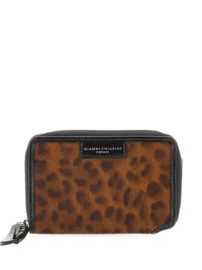 Gianni Chiarini Horsy Animal-print Leather Wallet In Black