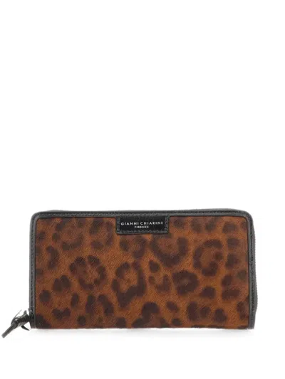 Gianni Chiarini Horsy Leopard-pattern Wallet In Brown