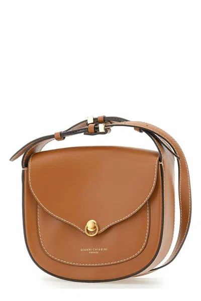 Gianni Chiarini Isa Logo Embossed Shoulder Bag In Brown