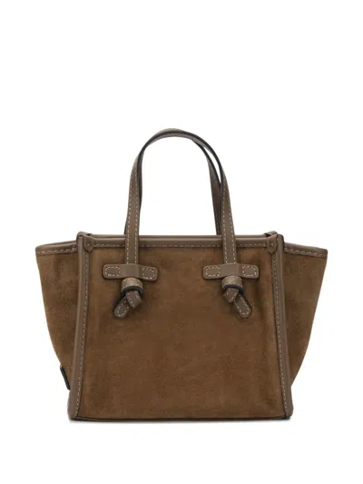 Gianni Chiarini Knot Detail Suede Tote Bag In Brown