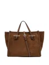 Gianni Chiarini Knotted Buckle Suede Tote Bag In Brown
