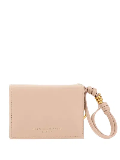 Gianni Chiarini Knotted Leather Card Holder In Pink