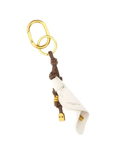 Gianni Chiarini Knotted-leather Keyring In Gold