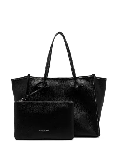 Gianni Chiarini Knotted Leather Tote Bag In Black