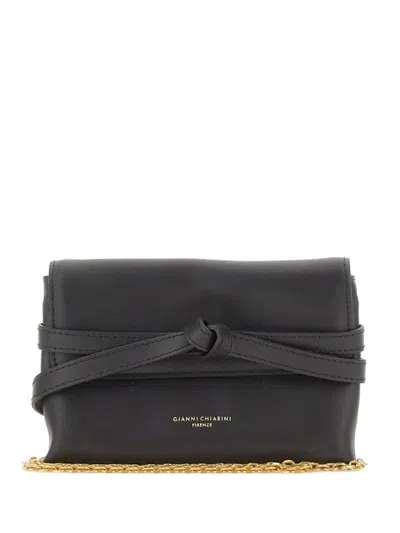 Gianni Chiarini Knotted Strap Leather Shoulder Bag In Black