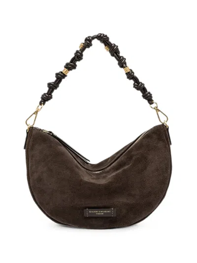 Gianni Chiarini Knotted-handle Suede Shoulder Bag In Brown