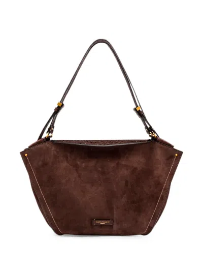 Gianni Chiarini Large Bloom Suede Shoulder Bag In Brown