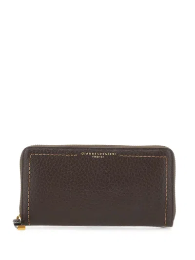 Gianni Chiarini Large Bubble Leather Wallet In Brown
