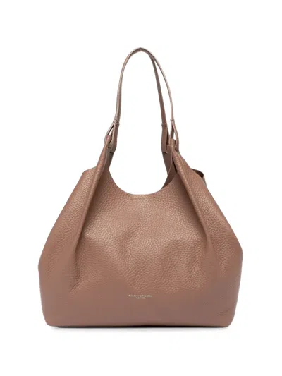 Gianni Chiarini Large Dua Grained Leather Tote Bag In Brown