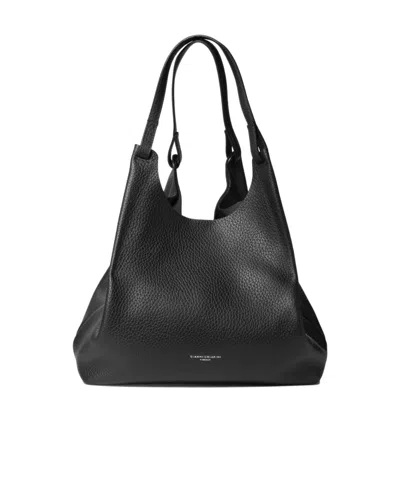 Gianni Chiarini Large Dua Leather Shoulder Bag In Black