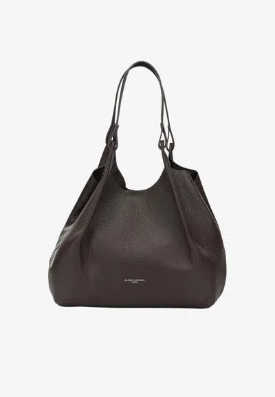 Gianni Chiarini Large Dua Leather Shoulder Bag In Dark Brown