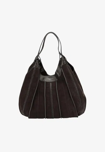 Gianni Chiarini Large Dua Suede Shoulder Bag In Dark Brown