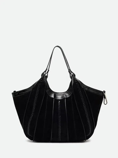 Gianni Chiarini Large Duo Shoulder Bag In Leather And Suede In Black