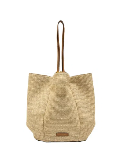 Gianni Chiarini Large Lily Woven Leather-trim Tote Bag In Neutral