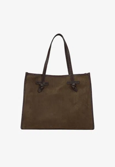 Gianni Chiarini Large Marcella Corduroy Suede Tote Bag In Brown