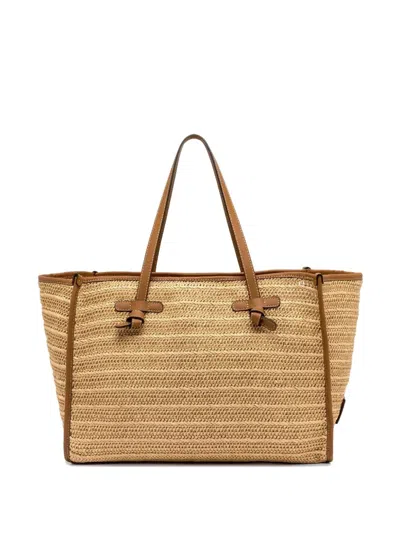 Gianni Chiarini Large Marcella Leather-trim Tote Bag In Neutrals