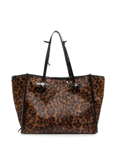 Gianni Chiarini Marcella Animal Print Shoulder Bag Dual Handles In Brown