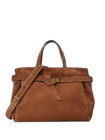 Gianni Chiarini Large Miranda Suede Leather Tote Bag In Brown