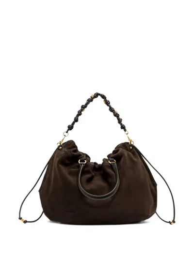Gianni Chiarini Large Morgana Drawstring Tote Bag In Brown