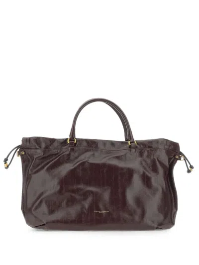 Gianni Chiarini Large Morgana Striped-effect Leather Tote Bag In Brown