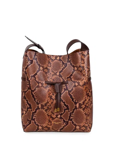 Gianni Chiarini Large Sienna Animal-print Drawstring Shoulder Bag In Blue