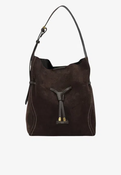 Gianni Chiarini Large Sienna Suede Shoulder Bag In Brown