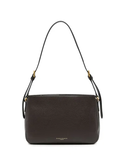 Gianni Chiarini Laura Grained Leather Shoulder Bag In Brown