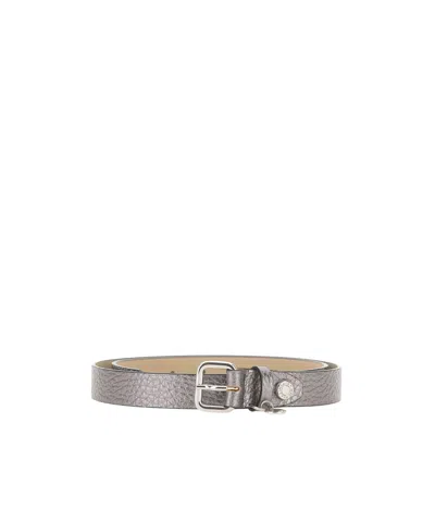 Gianni Chiarini Logo-engraved Metallic-effect Belt In Gray