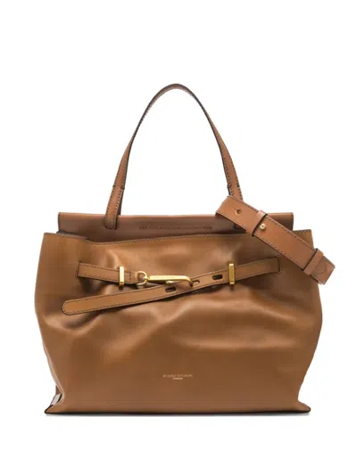 Gianni Chiarini Leather Buckle-fastening Tote Bag In Brown