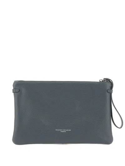 Gianni Chiarini Leather Clutch Bag In Gray