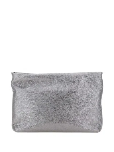 Gianni Chiarini Leather Clutch Bag In Silver