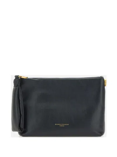 Gianni Chiarini Leather Clutch Bag In Black