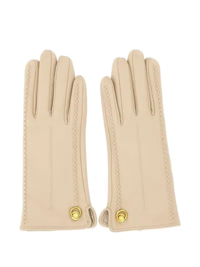 Gianni Chiarini Leather Gloves In Neutral